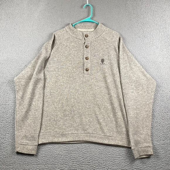 Straight Golf Golf Henley Sweater Pullover Men's XL Beige Causal Classic Preppy - Picture 1 of 11
